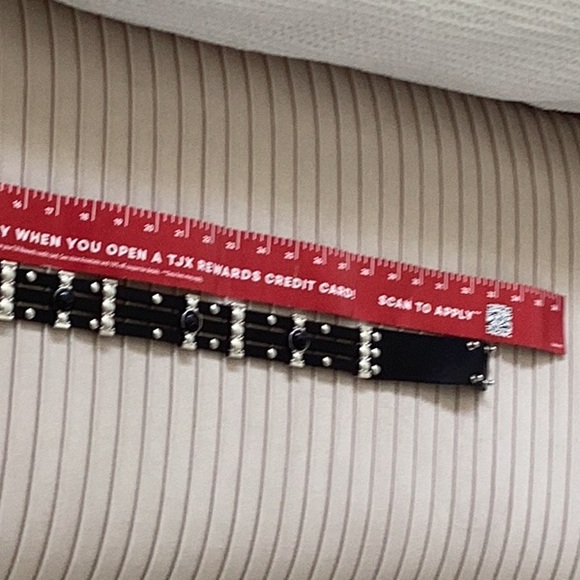 Maje Black Leather Belt with Black stones and Silver hardware - Picture 10 of 16